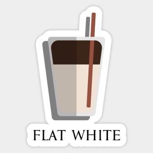 Iced Cold Flat White coffee front view flat design style Sticker